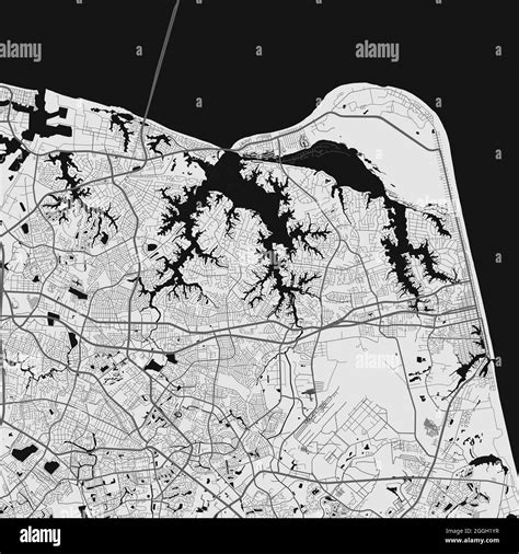 Urban city map of Virginia Beach. Vector illustration, Virginia Beach map grayscale art poster ...