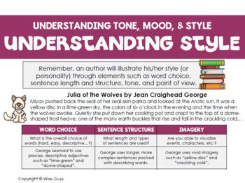 Authors Mood Tone and Style by Wise Guys | Teachers Pay Teachers