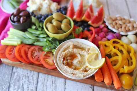 Rainbow fruit & veggie platter with hummus - Cadry's Kitchen