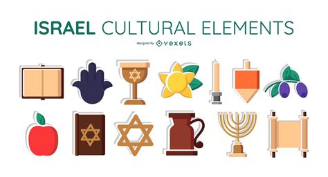 Israel Cultural Elements Set Vector Download