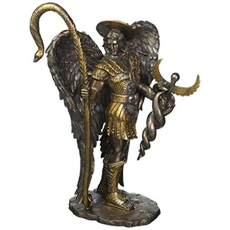 St. Saint Raphael Archangel Statue With Caduceus Healing Staff Bronze ...