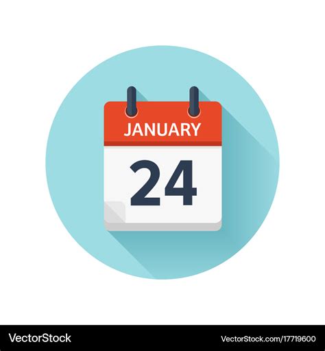 January 24 flat daily calendar icon date Vector Image