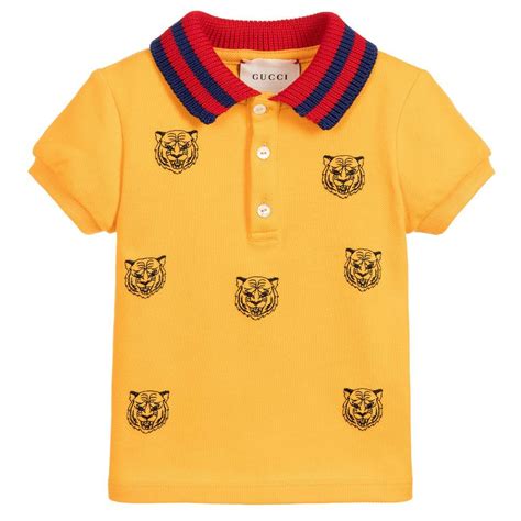 Gucci - Boys Yellow Tiger Polo Shirt | Childrensalon Swaggy Outfits, Boy Outfits, Spring Outfits ...