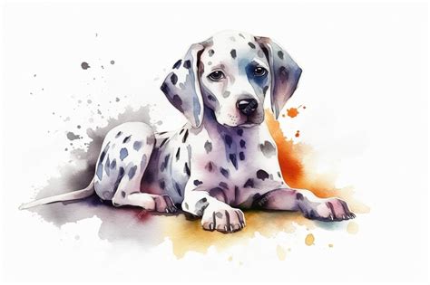 Premium Photo | Dalmatian adorable puppy dog watercolor illustration ...