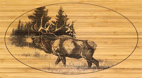 Custom Laser Engraved Bugling Bull Elk Bamboo Cutting Board, Custom ...
