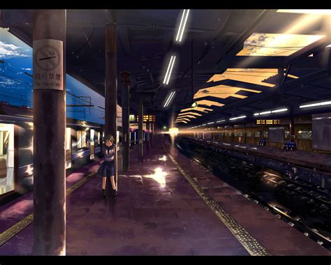 Download Station Anime Train Station HD Wallpaper
