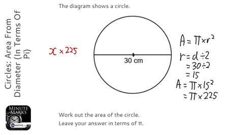 Circles: Area From Diameter (In Terms Of Pi) (Grade 3) - OnMaths GCSE Maths Revision - YouTube