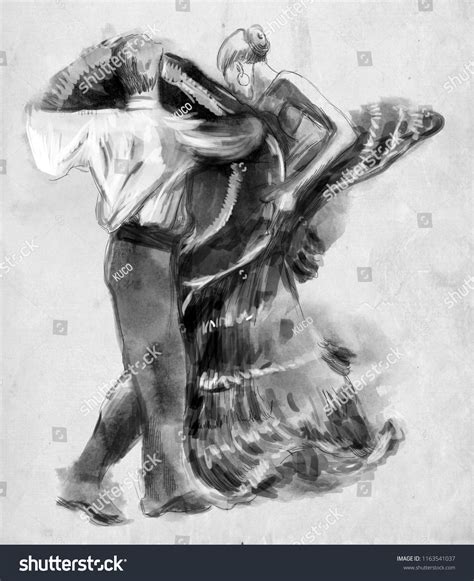 Spanish Dancers Hand Drawn Illustration Freehand Stock Illustration 1163541037 | Shutterstock