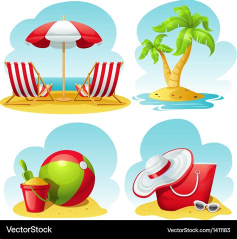 Beach icon set Royalty Free Vector Image - VectorStock