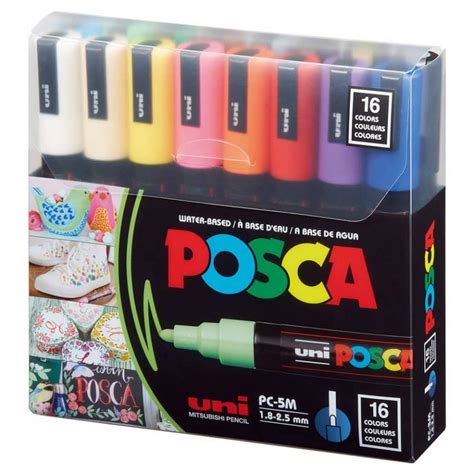 Posca Markers, Basic Colors Set of 16, Medium Tip | Jerry's Artarama