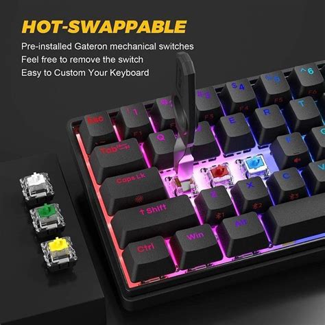 KEMOVE 61 Shadow Bluetooth 5.1 Wireless/Wired 60% RGB Mechanical Gaming Keyboard - Hot Swappable ...