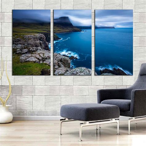 Scotland Ocean Canvas Wall Art, UK Green Ocean Landscape 3 Piece Canva – Swallart