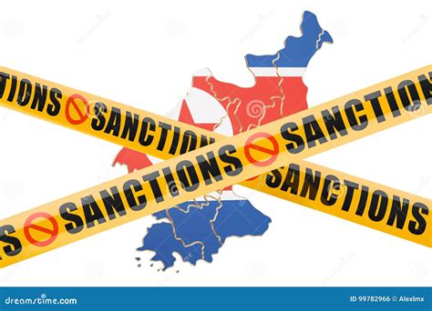 Sanctions Concept With Map Of North Korea, 3D Rendering Stock ...