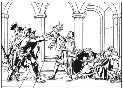 Oath of the horatii - Masterpieces Adult Coloring Pages - Page 3