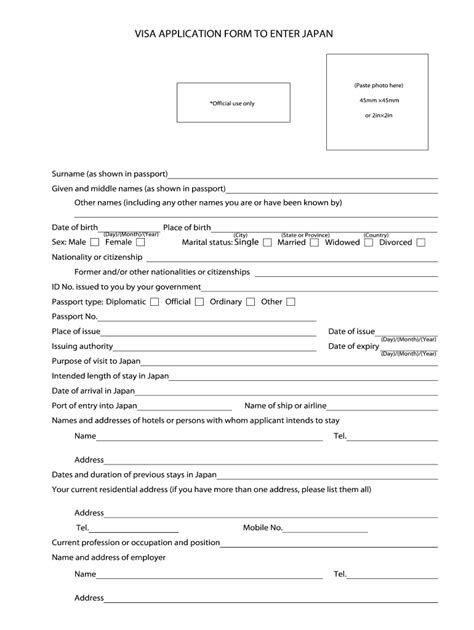 Application For Japan Visa - Fill Online, Printable, Fillable, Blank | pdfFiller