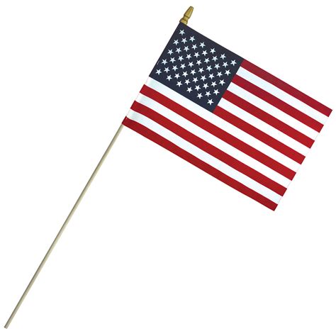 8"x 12" Economy Cotton US Stick Flag with Spear Top on a 24" Dowel