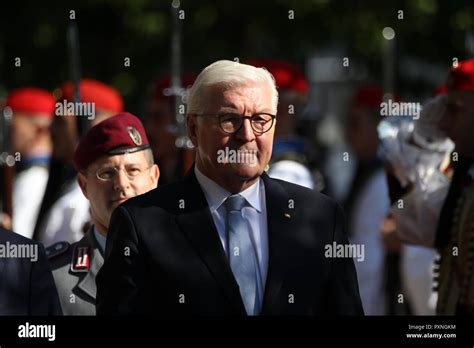 German President Frank-Walter Steinmeier, inspects the guard of honor ...