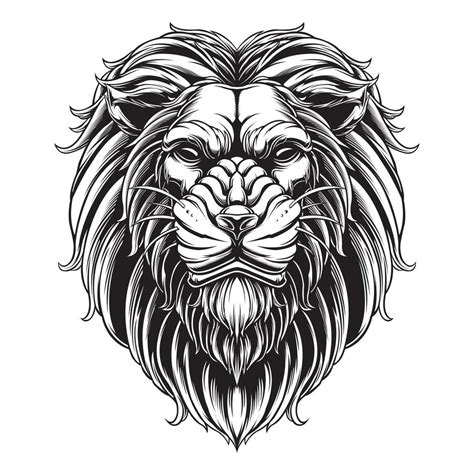 design vector lion head black and white version 12968702 Vector Art at ...