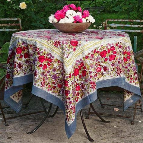 French Tablecloth Jardin Red & Grey - CouleurNature