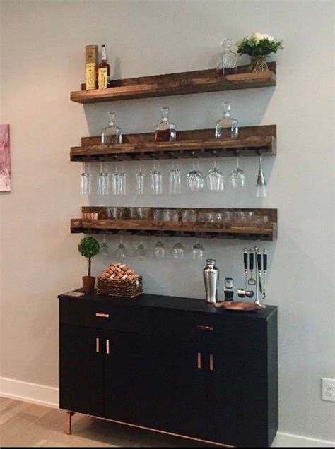 Wood Wine Rack the Ryan Wall Mounted Shelf & Hanging Stemware Glass ...