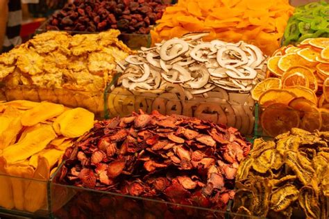 Premium Photo | View of assortment dried fruits concept of organic ...