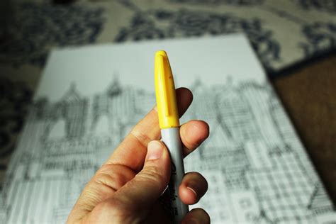 DIY Sharpie Art: Cityscape Sketch on Canvas