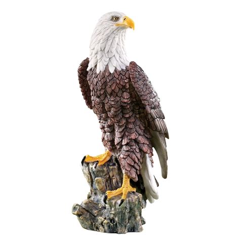 Magnificent Bald Eagle on Stump Garden Statue, Outdoor Decorative Figurine for Yard or Garden ...