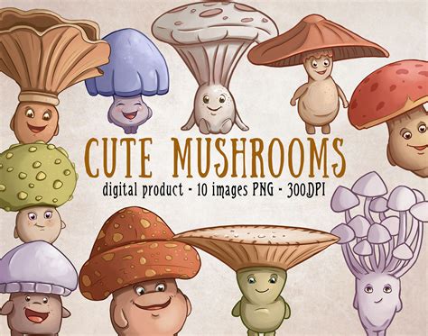 Cute Mushrooms Clipart, Woodland Mushroom Scrapbooking, Fall Decor ...