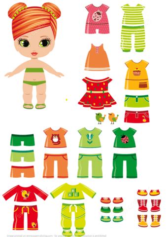 Girl Paper Doll with Summer Clothes | Free Printable Papercraft Templates