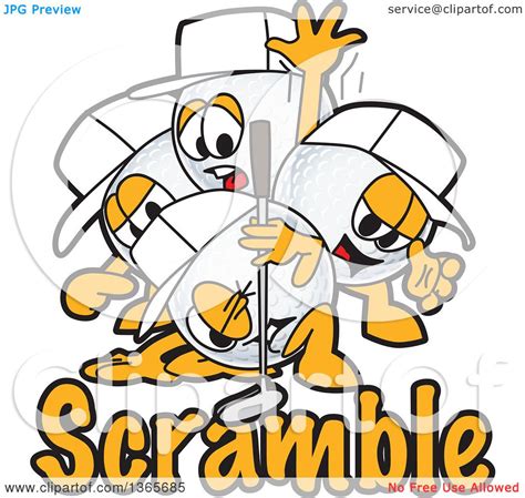 Clipart of Golf Ball Sports Mascot Characters over Scramble Text ...