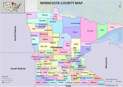 Minnesota County Map, List of Counties in Minnesota with Seats ...