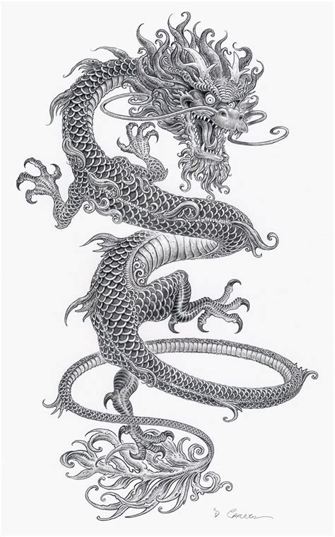 30 Legendary Chinese Dragon Illustrations and Paintings | Asian dragon ...