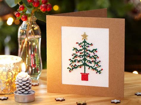 How to make a cross stitch Christmas tree card