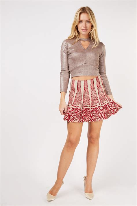 Metallic Flared Mini Skirt - Just $3