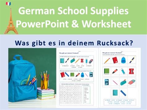 German School Supplies Vocabulary | Teaching Resources