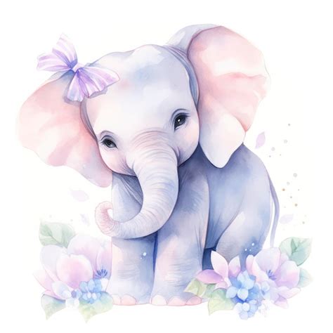 Premium AI Image | Watercolor Baby Elephant