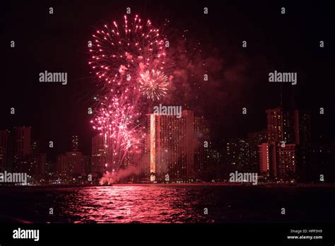 Fireworks at the Waikiki Beach, Oahu, Hawaii Stock Photo - Alamy