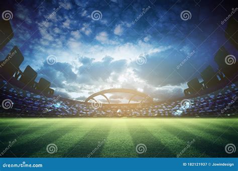 Lights at Night and Stadium Stock Image - Image of night, grass: 182121937