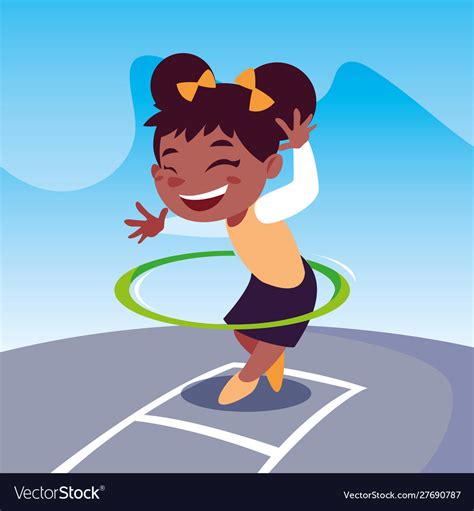 Girl cartoon with hula hoop design Royalty Free Vector Image