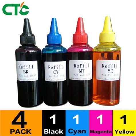 4 Color Dye Ink Compatible For Printers Premium 100ML 4 Color Ink BK C M Y for all printer ciss ...