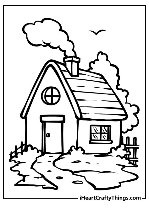 Free Coloring Pages Plain Little Cottages