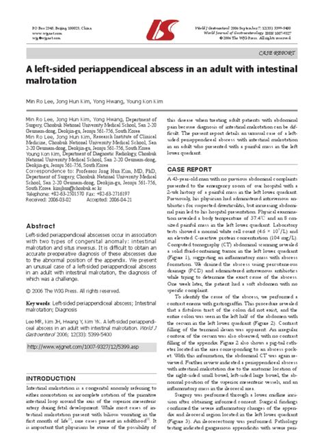 A Left-Sided Periappendiceal Abscess in An Adult With Intestinal ...