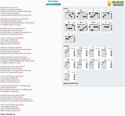 Chord: Bad Habits - tab, song lyric, sheet, guitar, ukulele | chords.vip