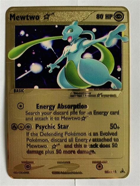 Mewtwo Custom Metal Heavy Gold Card Imported From Japan | Etsy