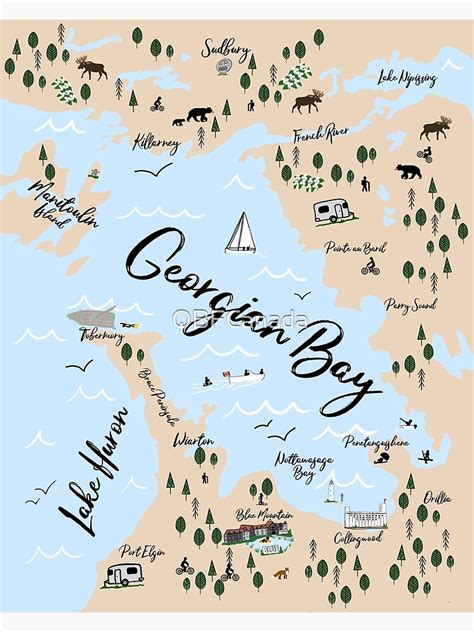 "Map of Georgian Bay and Lake Huron" Art Print for Sale by QBFCanada ...