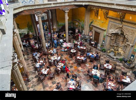 Interior of Sanborns restaurant in courtyard of Casa de los Azulejos, The House of Tiles, Mexico ...