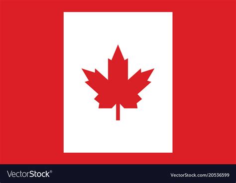 Canadian flag official colors and proportion Vector Image