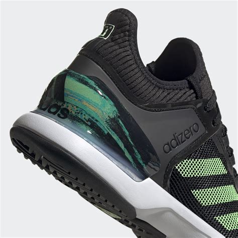 Adidas Mens Adizero Ubersonic 2 Tennis Shoes - Black/Green - Tennisnuts.com