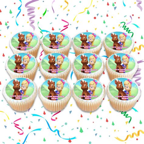 Goldie & Bear Edible Cupcake Toppers (12 Images) Cake Image Icing Suga - PartyCreationz