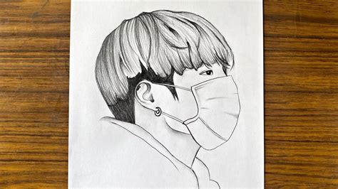 How to draw BTS Jungkook | Jungkook sketch step by step | Easy drawings for beginners - YouTube